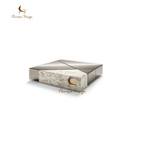 Table basse en marbre Chicasa de luxe de haute qualité pour salon, design moderne personnalisable, structure en métal, garantie de 3 ans