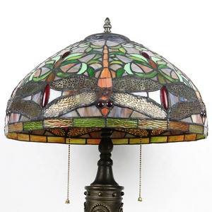 Lampada da Tavolo LongHuiJing Dragonfly 16 Pollici Stile <span class=keywords><strong>Tiffany</strong></span> E27 LED, Paralume in Vetro Colorato, Design Flessibile per Soggiorno - Product Image 2