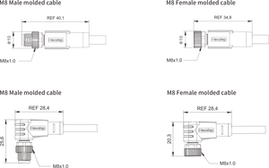 M8 8Pin IP67 chống thấm nước vàng-mạ Đồng Ô tô sử dụng không khí cắm kết nối 90 độ dây kết nối cho M8 Cáp CE chứng nhận - Product Image 6