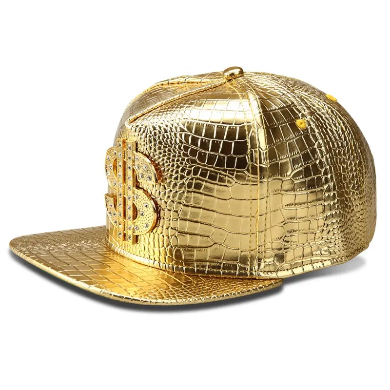 Hip Hop Chapéu Liso Feito Sob Encomenda-Abas Largas Chapéu Remendo de Metal Rocha PU Snapback Ajustável Chapéu Para Homens E Mulheres Que Bling bling presente rap novo