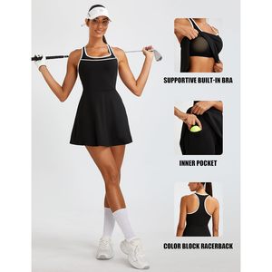 Robe de tennis pour femme FOXA avec soutien-gorge intégré, tenue de sport décontractée en maille pour le golf avec poche - Product Image 4