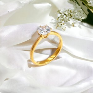 Anillos de Circonita de Acero Inoxidable de Nuevo Diseño para Mujer, <span class=keywords><strong>Collar</strong></span> Clásico Chapado en Oro de 18K, Anillos de Boda Impermeables, Anillo de Compromiso - Product Image 3