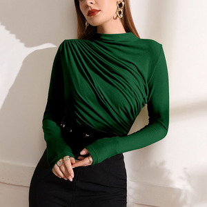 RNSHANGER Maglietta Autunnale Elegante a Tinta Unita con Collo Alto e Maniche Lunghe, Casual e Aderente per <span class=keywords><strong>Donna</strong></span> - Product Image 5