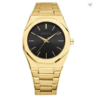 Relógio de quartzo ouro personalizado luxuoso de aço inoxidável relógio manual masculino