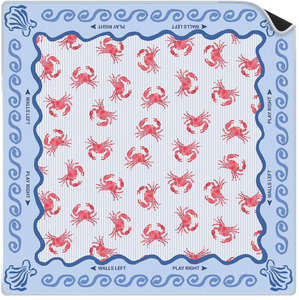 Tapete de Mahjong Coastal Crab de 33*33 Pulgadas, Cubierta Antideslizante para Mesa, Juegos de Mesa de Póker Americano y Dominó, Tema de Verano Océano Azul para Hombres - Product Image 1