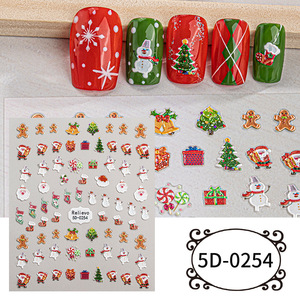 Nouveaux autocollants 5D en relief pour ongles de Noël, style INS, créatifs, DIY, auto-adhésifs, pour enfants, pour la vente en gros - Product Image 3