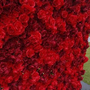Wholesale High Quality 8*8ft <b>Artificial</b> Red Rose Roll up Flower Wall Backdrop for Wedding Decorations - Product Image 5