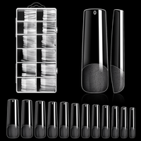 Faux Ongles Professionnels Préformés en Gel Acrylique Souple, Couverture Complète, Longs et Droits, 240 Pièces, 12 Tailles