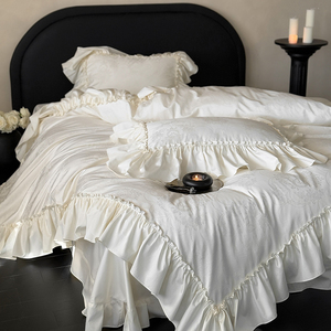 Luofu Flower City French Korean Style 50s Cotton <b>Bedding</b> Set Ruffle Home Use - Product Image 4