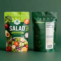 Sacs personnalisés en aluminium thermoscellables écologiques pour emballage alimentaire, sacs à fermeture éclair verticaux pour légumes et salades