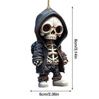 Acrylique Squelette Figurine Voiture Suspendus Ornement 2024 Artisanat Statue Squelette Mémorial Gothique Sculpture Halloween Décoration
