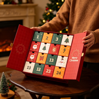 Boîte de calendrier de l'avent de Noël en carton rigide à 24 tiroirs pour emballage de luxe de parfums, bijoux et cadeaux de fêtes