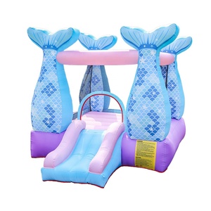Castillo Inflable de Sirena para Niños, Brincolín Interior con Tobogán, Fácil de Instalar para Fiestas en el Patio - Product Image 1