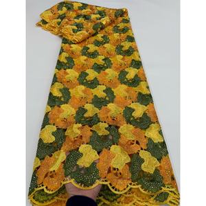 Encaje de cordón de gasa de lujo con piedras caras Aso Ebi tela de encaje africano 2025 encaje de boda de alta calidad - Product Image 1