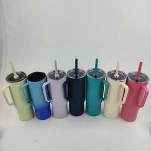 Custom <b>40oz</b> Stainless Steel Travel <b>Tumbler</b> <b>Handle</b> Straw Leakproof Lid Double Wall Vacuum Insulated Dishwasher Microwave Safe - Product Image 1