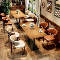 Ensembles de tables et chaises commerciaux modernes et minimalistes en bois massif pour cafés, salons de thé, bars ; banquettes et canapés personnalisables