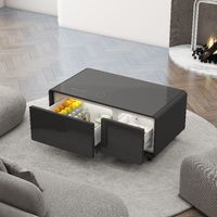 Table basse intelligente 93L avec réfrigérateur, congélateur, haut-parleur musical, ports USB et écran tactile pour salon et configuration de jeu