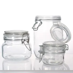 Gepersonaliseerde Custom 250Ml 380Ml 500Ml Snoep Glazen Clip Pot Voor Voedsel Fabriek