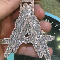 Pendentif Personnalisé en Argent 925 avec Design 3D, Breloque Fine, Bijou de Rappeur, Diamant Moissanite, Lettre Nom Personnalisée – Grande Vente