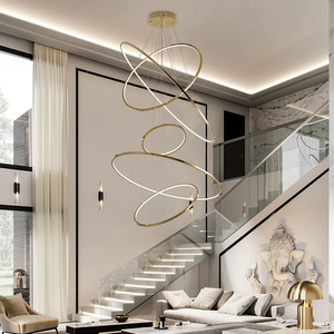 Lampadario Moderno a Cerchio, Illuminazione Pendente per Hotel, Villa, Grande <span class=keywords><strong>Anello</strong></span> Decorativo per Soggiorno e Scale - Product Image 4