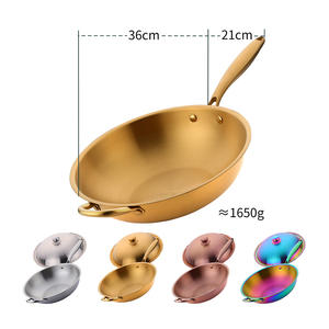 Poêle à frire antiadhésive en acier inoxydable de 36cm avec couvercle pour la cuisine - Product Image 6