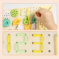 Tableau d'activités Montessori en bois pour les tout-petits de 3 ans et plus, plateau multifonctionnel avec engrenages, fermetures éclair, lacets, jouet pour développer la motricité fine