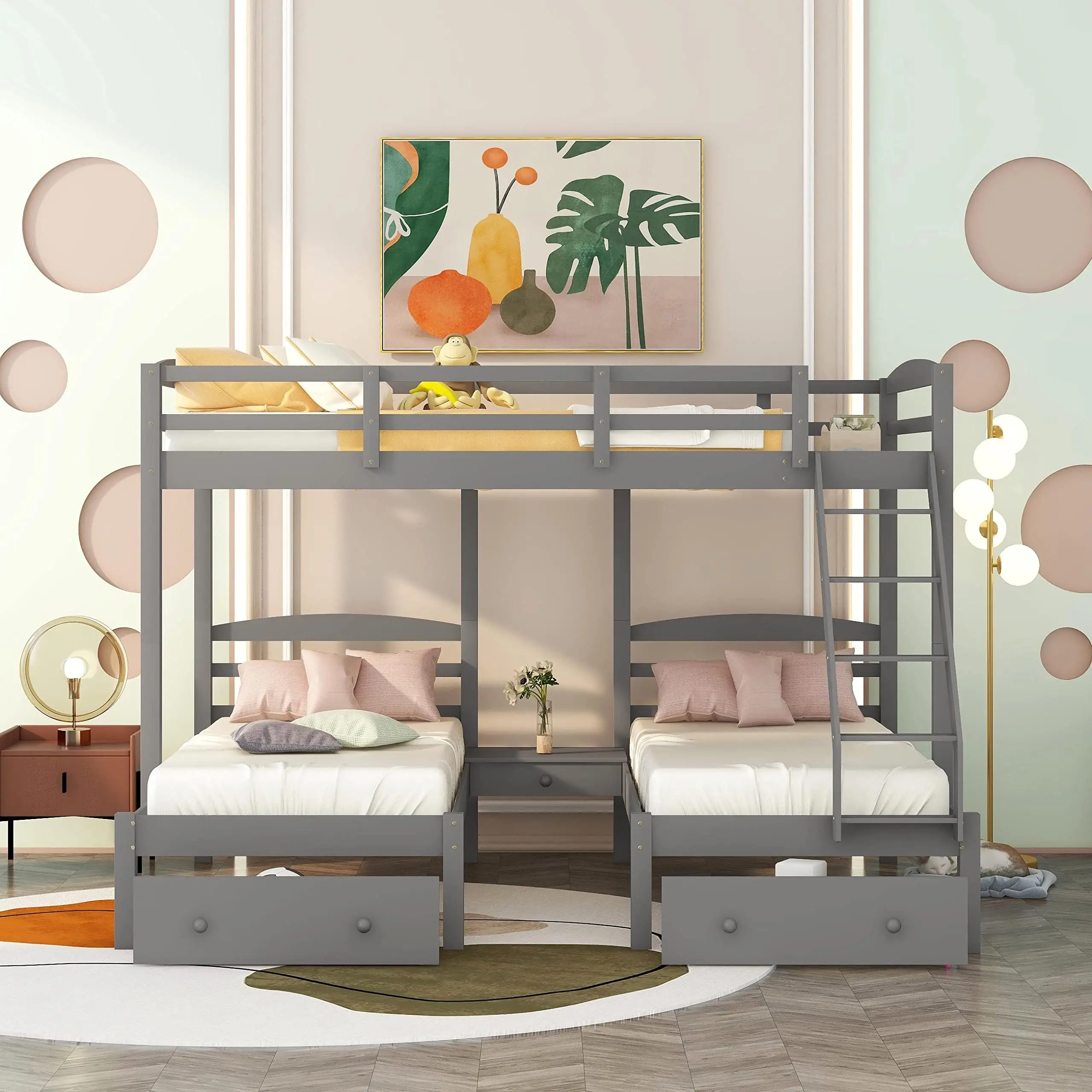Stile moderno personalizzato colore semplice letti per bambini mobili camera da letto camera da letto imposta letto a castello singolo in legno per bambini