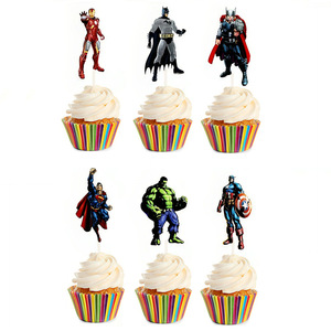 24 décorations de cupcakes super-héros et Avengers pour fêtes d'anniversaire d'enfants, fournitures de décoration de gâteaux, baby shower, desserts DIY - Product Image 1
