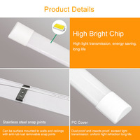 Luminaire de tube linéaire LED 18W/36W/60W/80W Linkable 600mm/900mm/1200mm/1500mm Purification Batten Light avec corps de lampe PC