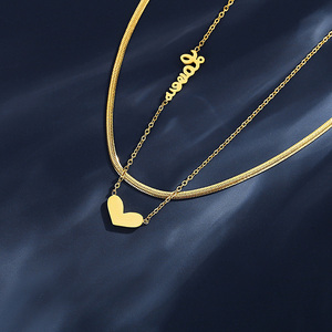 Collar de Acero Inoxidable con Colgante de Corazón y Cadena de Serpiente Chapada en <span class=keywords><strong>Oro</strong></span> de 18K, Regalo para Mujer, Venta al Por Mayor - Product Image 3