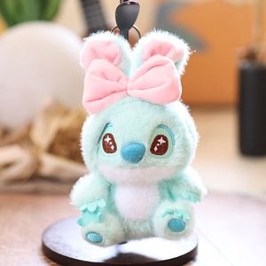 Ciondolo in peluche con fiocco cucito, simpatico <span class=keywords><strong>mostro</strong></span> <span class=keywords><strong>blu</strong></span>, piccola statuetta di cartone animato, portachiavi, decorazione da appendere alla borsa, bambola di peluche - Product Image 5