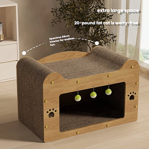 Maison pour <span class=keywords><strong>chat</strong></span> en carton ondulé de luxe, durable, écologique, sans formaldéhyde, lit pour animaux de compagnie d'intérieur, emballage en carton, mobilier pour chaton - Product Image 3