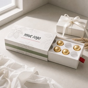 Scatola Regalo Artigianale in Cioccolato con Foglie di Cacao, Stampa Personalizzata, Rigida, Scorrevole, Robusta, Riciclabile, Premium, Vendita all'Ingrosso Diretta dalla Fabbrica - Product Image 4