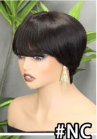 Perruque courte en cheveux humains FH pour femmes, coupe pixie, sans colle, fabriquée à la machine, 4 couleurs