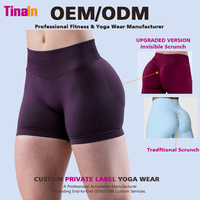 Tinain Sportswear Factory Ademend Vochtregulerend Tweede-Huid-Gevoel Naadloze Butt Lift Dames Onzichtbare Scrunch Yoga Shorts