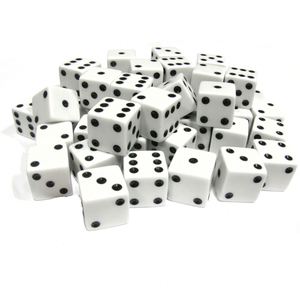 Venta al por mayor de fábrica: Dados acrílicos D6 blancos de 19 mm con puntos negros y esquinas cuadradas - Product Image 2