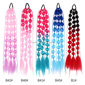 Ombre Bleu 24 Inch Box Braid Hair Mini Twist Hair Synthétique Ponytail Headpiece avec Bande <span class=keywords><strong>de</strong></span> Cheveux Élastique - Product Image 4