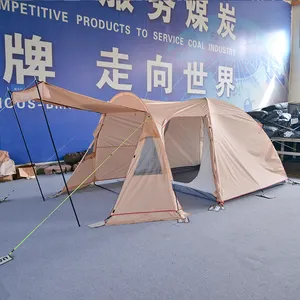 Большая семейная палатка, Гламурная двухслойная наружная водонепроницаемая палатка для кемпинга, туннельная палатка