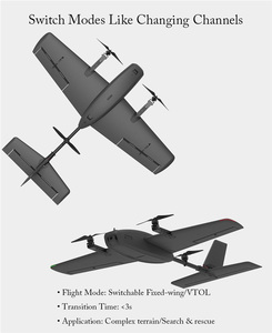 T-2 người mới bắt đầu FPV drone vtol PNP cánh cố định Y3 cấu hình 3km Phạm vi truyền hình ảnh vật liệu nhựa cho tất cả các kỹ năng - Product Image 6