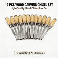 Ensemble de 12 ciseaux à bois de haute qualité, ensemble d'outils de sculpture sur bois pour charpentiers, outil de travail du bois avec sac en toile