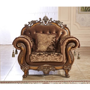 Set Divano Classico Stile Europeo 1+<span class=keywords><strong>2</strong></span>+3 Posti, Lussuoso Arredamento Soggiorno in Legno Massello Intagliato con Rivestimento in Velluto WA548 - Product Image 4