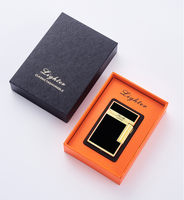 Briquet à roue coulissante latérale en métal de haute qualité, coupe-vent, à double flamme au butane, cadeau pour homme, accessoires pour fumeurs