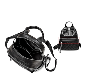 Custom ODM/OEM High Quality Women <strong>Black</strong> Plain <strong>Leather</strong> <strong>Backpack</strong> Made in China - Product Image 5