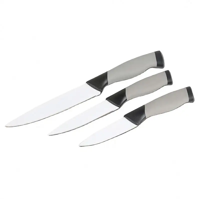 Fornitore cinese non-stcik rivestimento coltello 3 pezzi coltello da cucina set 3 cr13 acciaio inox pp e impugnatura in gomma