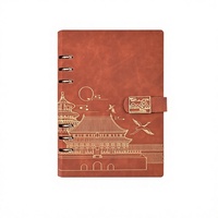 Cuadernos A5 de poliuretano con encuadernación de hojas sueltas y tapa dura de estilo chino, con múltiples opciones de color, personalizables para estudiantes.