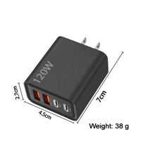 Chargeur USB-C multi-ports 120W Gan PD3.0 QC3.0 Adaptateur mural rapide Protection OTP/OVP pour téléphones et tablettes Android