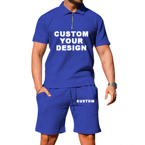 Completo Estivo da Uomo con <span class=keywords><strong>Polo</strong></span> a Maniche Corte, Colletto, Jacquard, Casual, Logo Personalizzabile, Set Due Pezzi con Pantaloni Jogger - Product Image 2