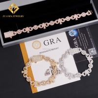 Novedades de Moda, Joyería Hip Hop de Lujo, Plata de Ley 925 con Incrustaciones de Diamantes de Moissanita, Brazalete Cubano con Cruz para Hombre