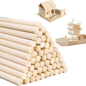 Palitos redondos de madera para proyectos de manualidades, construcción de modelos de casas y barcos, suministros de arte creativo para niños - Product Image 1