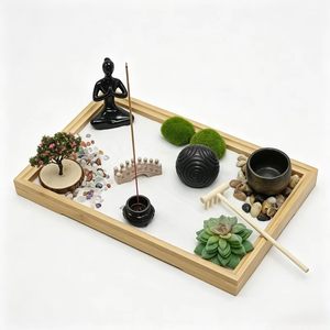 Kit de jardin zen japonais <span class=keywords><strong>en</strong></span> gros pour bureau, mini accessoires de bureau zen, plateau de méditation <span class=keywords><strong>en</strong></span> <span class=keywords><strong>bois</strong></span> artisanal, cadeau de mariage - Product Image 3